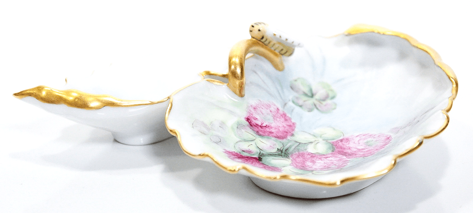 Antique LIMOGES France Floral & Bee Double Serving Porcelain Tray by B. Carlson - Thumbnail 6