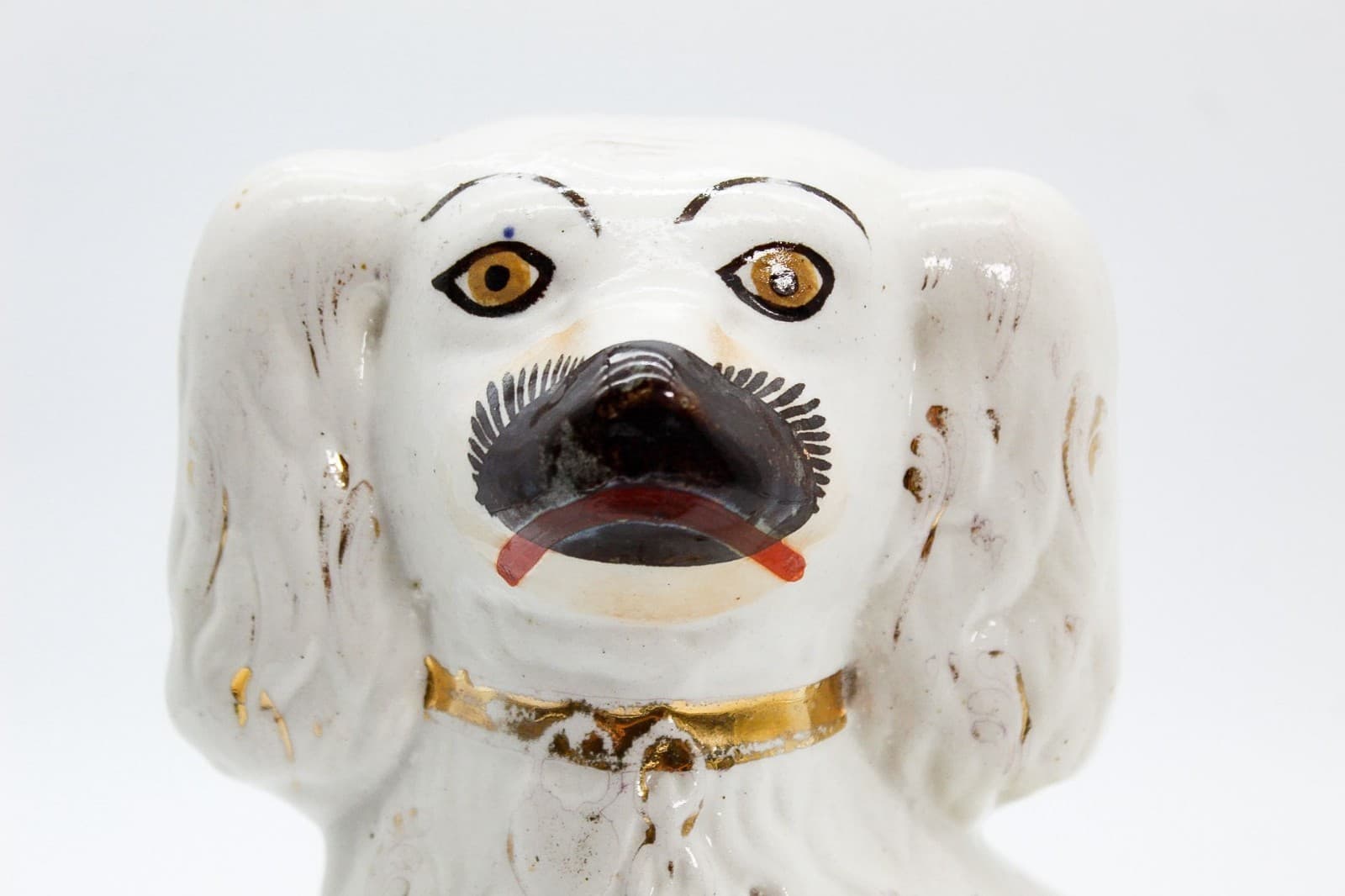 Antique 19th c STAFFORDSHIRE England Spaniel Fox Dog Large Figure Sculpture - Thumbnail 3