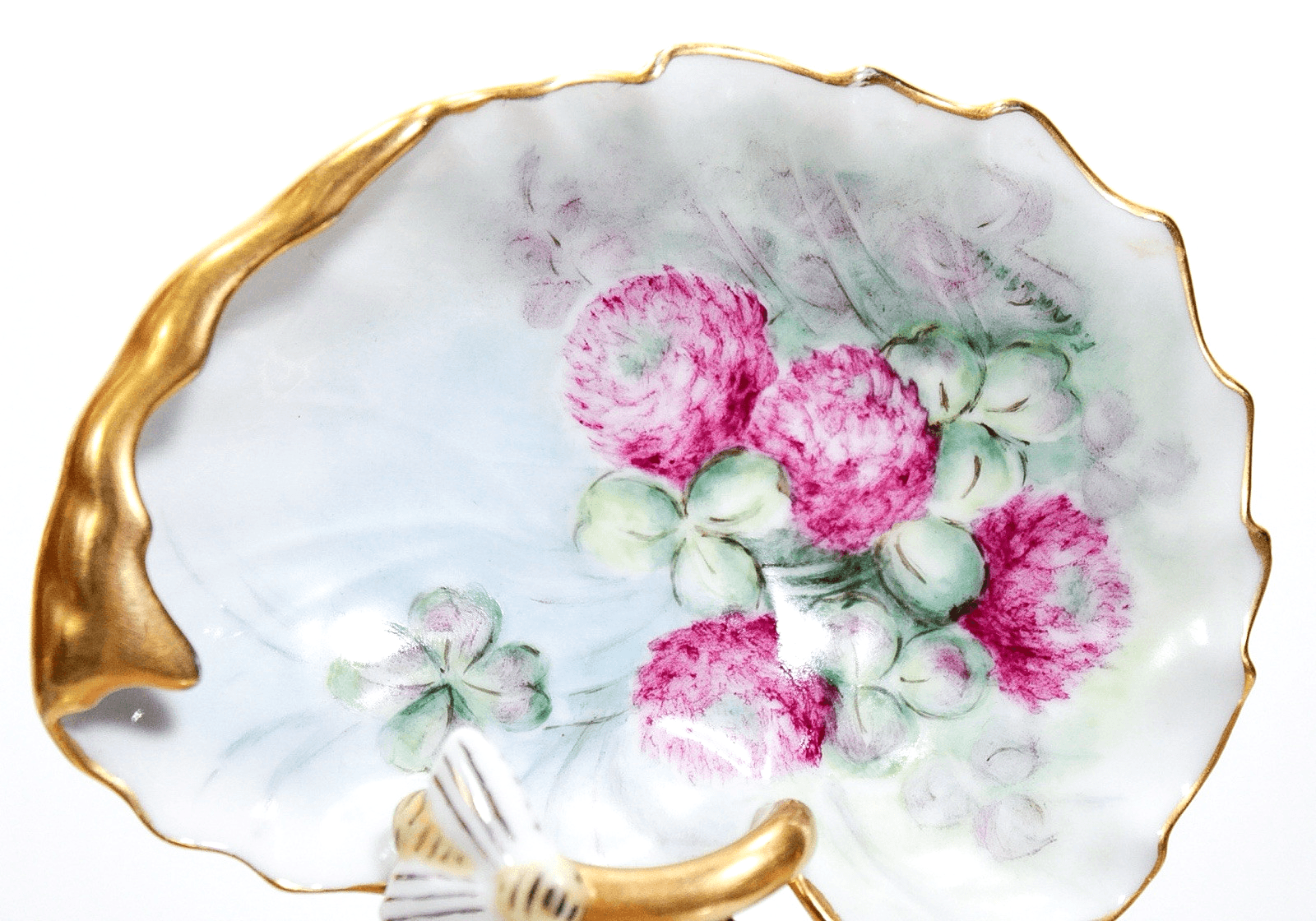 Antique LIMOGES France Floral & Bee Double Serving Porcelain Tray by B. Carlson - Thumbnail 4