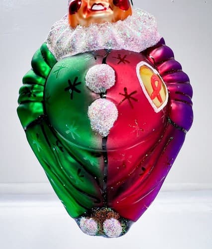 CHRISTOPHER RADKO " A Caring Clown" 1997 AIDS Awareness Design Glass Ornament - Thumbnail 3