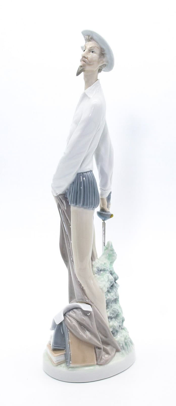 Lladro Don Quixote Standing With Sword Spain Tall Glazed Porcelain Figure 12" - Thumbnail 3