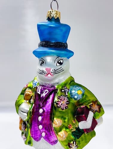 CHRISTOPHER RADKO Hopper B. Topper Bunny Rabbit Glass Ornament - Thumbnail 2