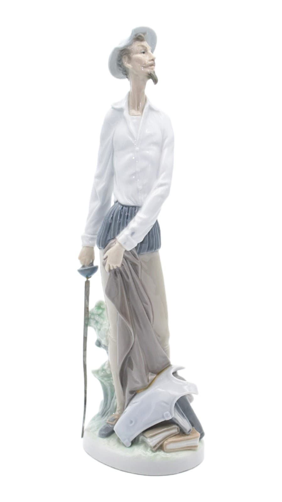 Lladro Don Quixote Standing With Sword Spain Tall Glazed Porcelain Figure 12"