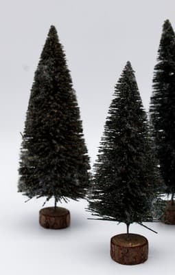 9 Vintage Bottle Brush Trees Christmas Village Wood Base Accessories - Thumbnail 2