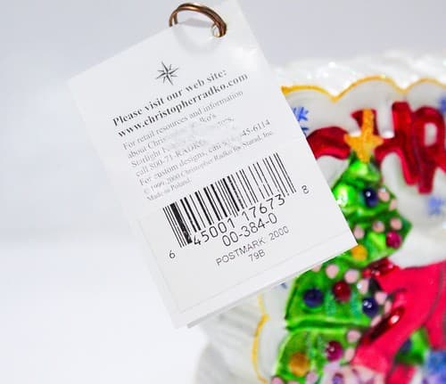 CHRISTOPHER RADKO "Postmark 2000" Hand Blown Fine Glass Hanging Ornament - Thumbnail 10