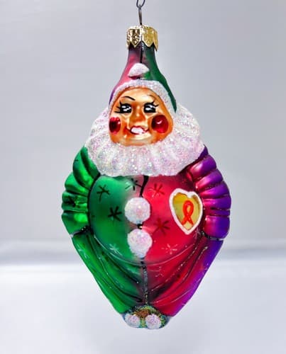 CHRISTOPHER RADKO " A Caring Clown" 1997 AIDS Awareness Design Glass Ornament - Thumbnail 2