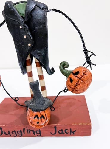 Vintage Primitive Style Juggling Jack Headless Pumpkin Halloween Decor Figure - Thumbnail 3