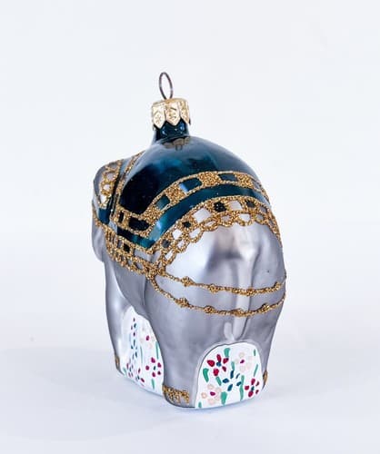 Vintage Circus Hand Painted Gray Glass Christmas Polish Ornament - Thumbnail 3