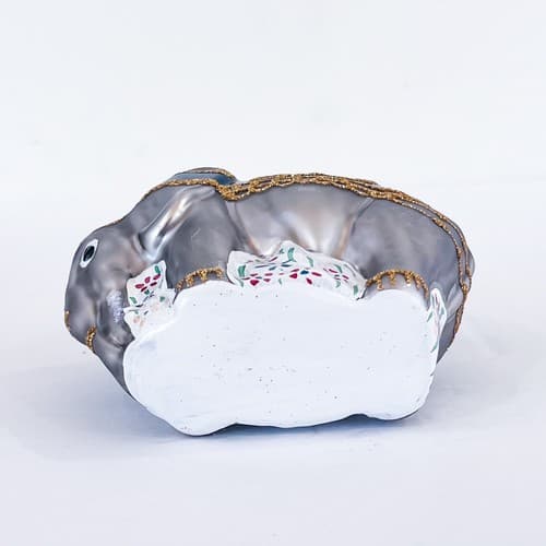 Vintage Circus Hand Painted Gray Glass Christmas Polish Ornament - Thumbnail 4
