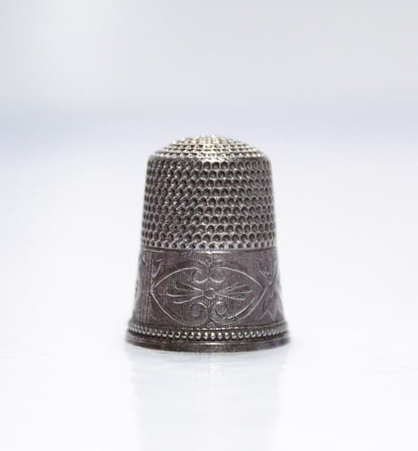 Antique Sterling Silver Size 9 Etched Sewing Thimble Hallmarked - Thumbnail 4