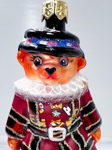 CHRISTOPHER RADKO Little Gems BEEFEATER Bear Glass Christmas Ornament - Thumbnail 2