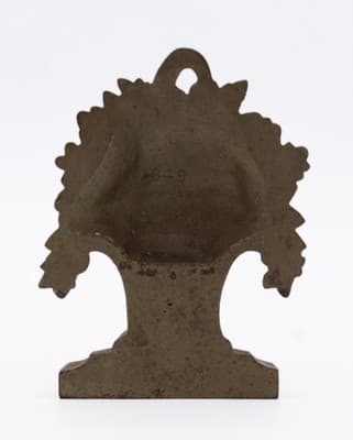 Antique Cast Iron Cold Painted Multicolor Floral Bouquet Small Doorstop - Thumbnail 6