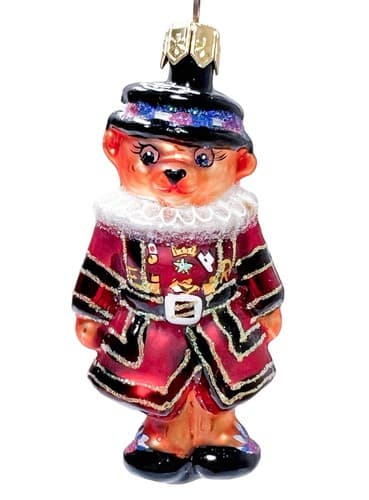 CHRISTOPHER RADKO Little Gems BEEFEATER Bear Glass Christmas Ornament
