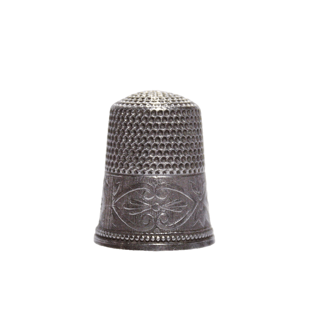Antique Sterling Silver Size 9 Etched Sewing Thimble Hallmarked - Image 1