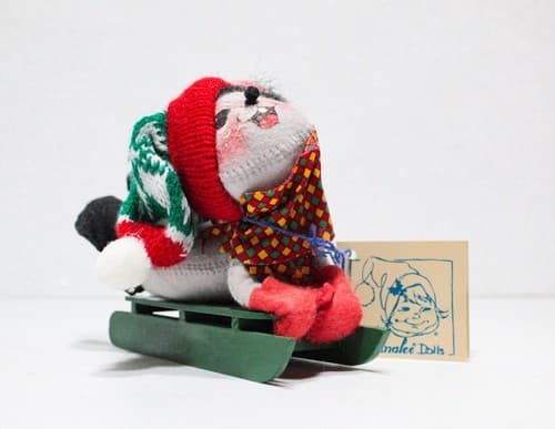 Vintage ANNALEE Mobilitee 1997 "Sledding Mouse" Christmas Felt Doll w/TAG - Thumbnail 2