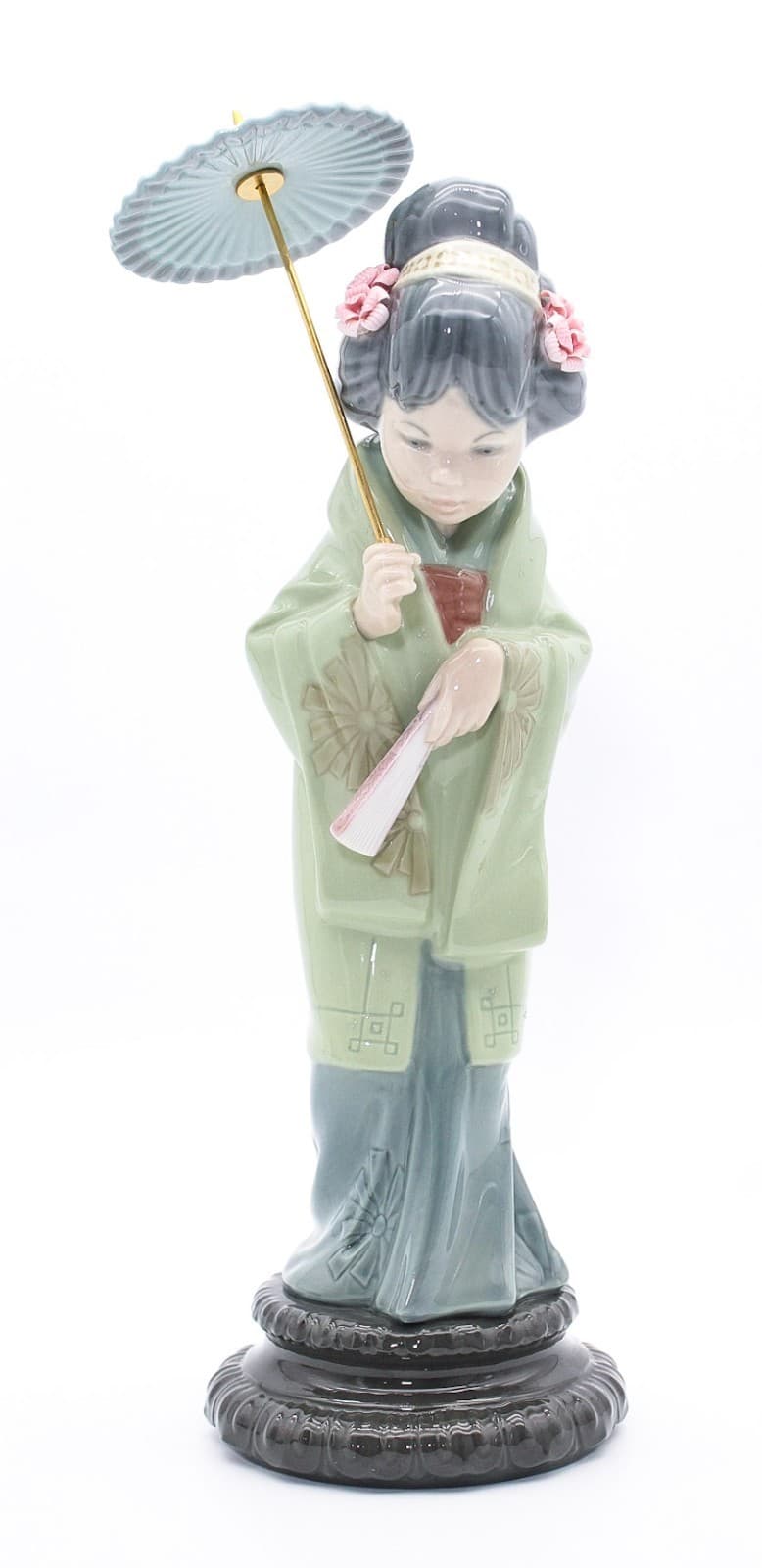 Lladro Japanese With Parasol #4988 Spain Porcelain Figure By Salvador Debon 12" - Thumbnail 3