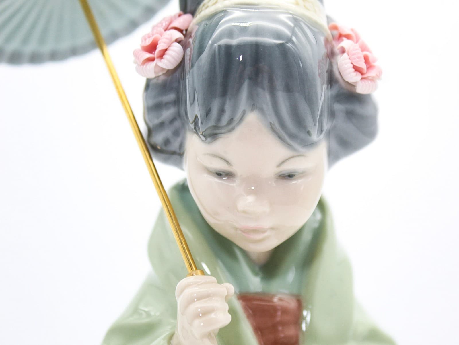 Lladro Japanese With Parasol #4988 Spain Porcelain Figure By Salvador Debon 12" - Thumbnail 4