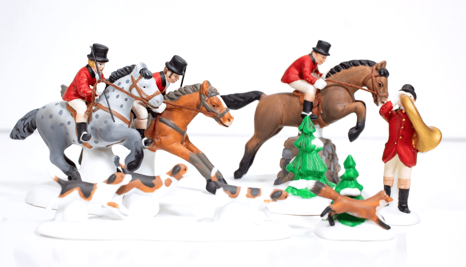 DEPARTMENT 56 Heritage Village "Tallyho!" Porcelain Figurine Set With Box - Image 1