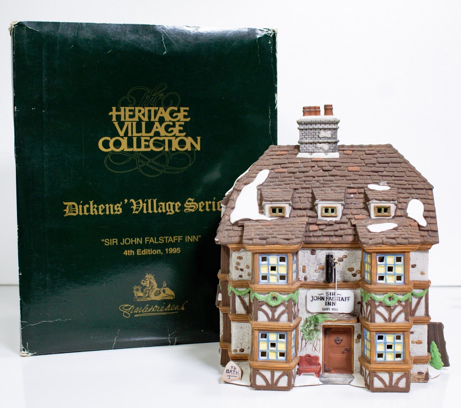 DEPARTMENT 56 "Sir John Falstaff Inn" Porcelain Figurine House With Box & Light - Thumbnail 9