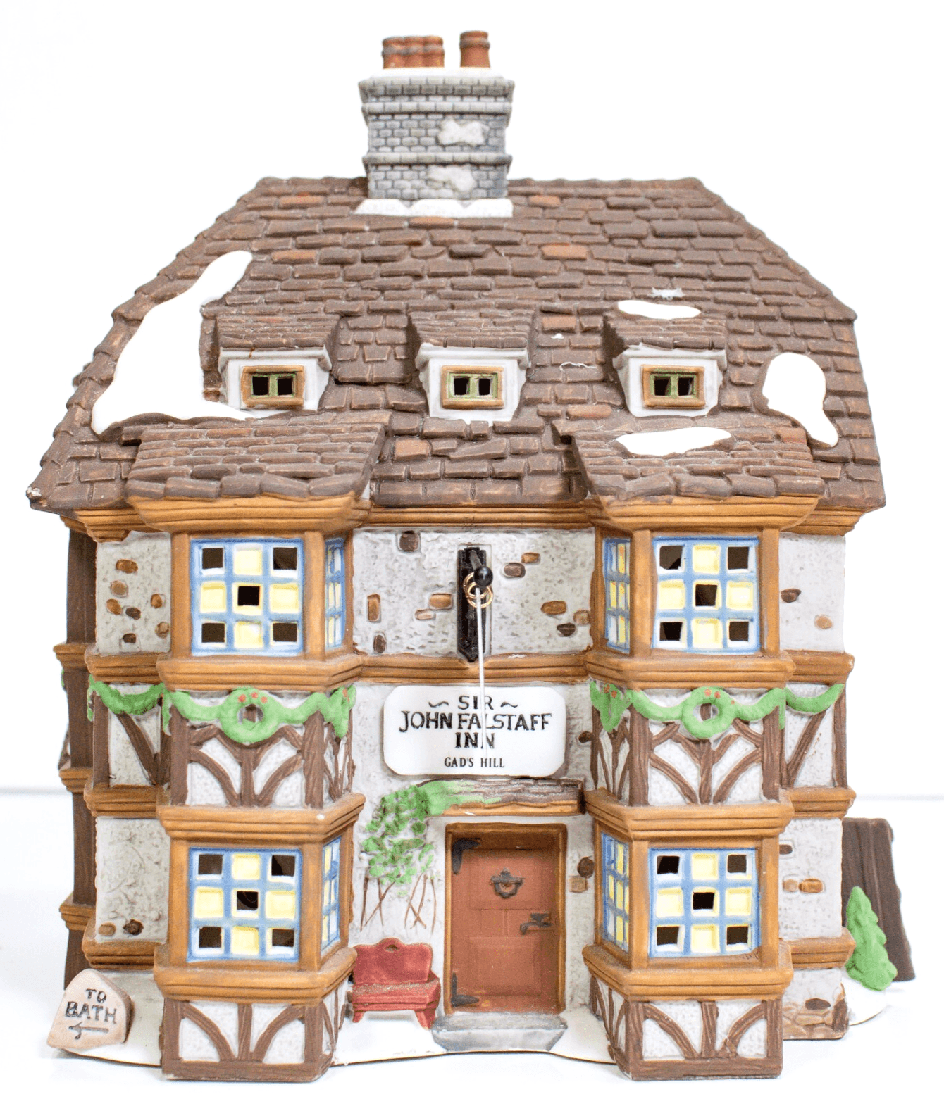 DEPARTMENT 56 "Sir John Falstaff Inn" Porcelain Figurine House With Box & Light - Image 1