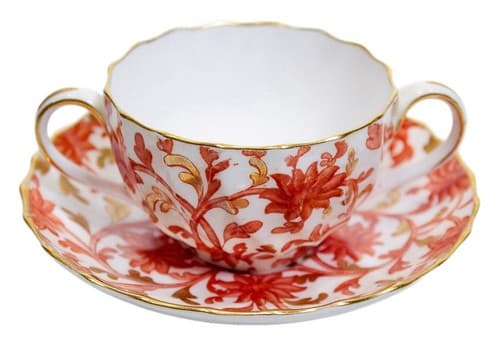 COPELANDS Antique Hand Painted Boullion Gold Gilt Floral Porcelain Cup & Saucer - Image 1