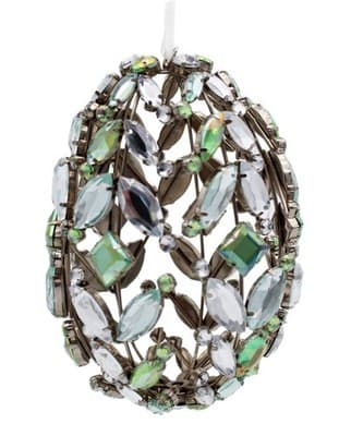 Pier 1 Imports Clear & Green Rhinestone Egg Shaped Jumbo Chritmas Ornament - Image 1
