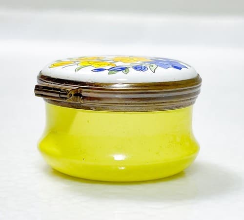 Crummles England Enamel "Thank You" Lily Floral Trinket Box Vintage - Thumbnail 4
