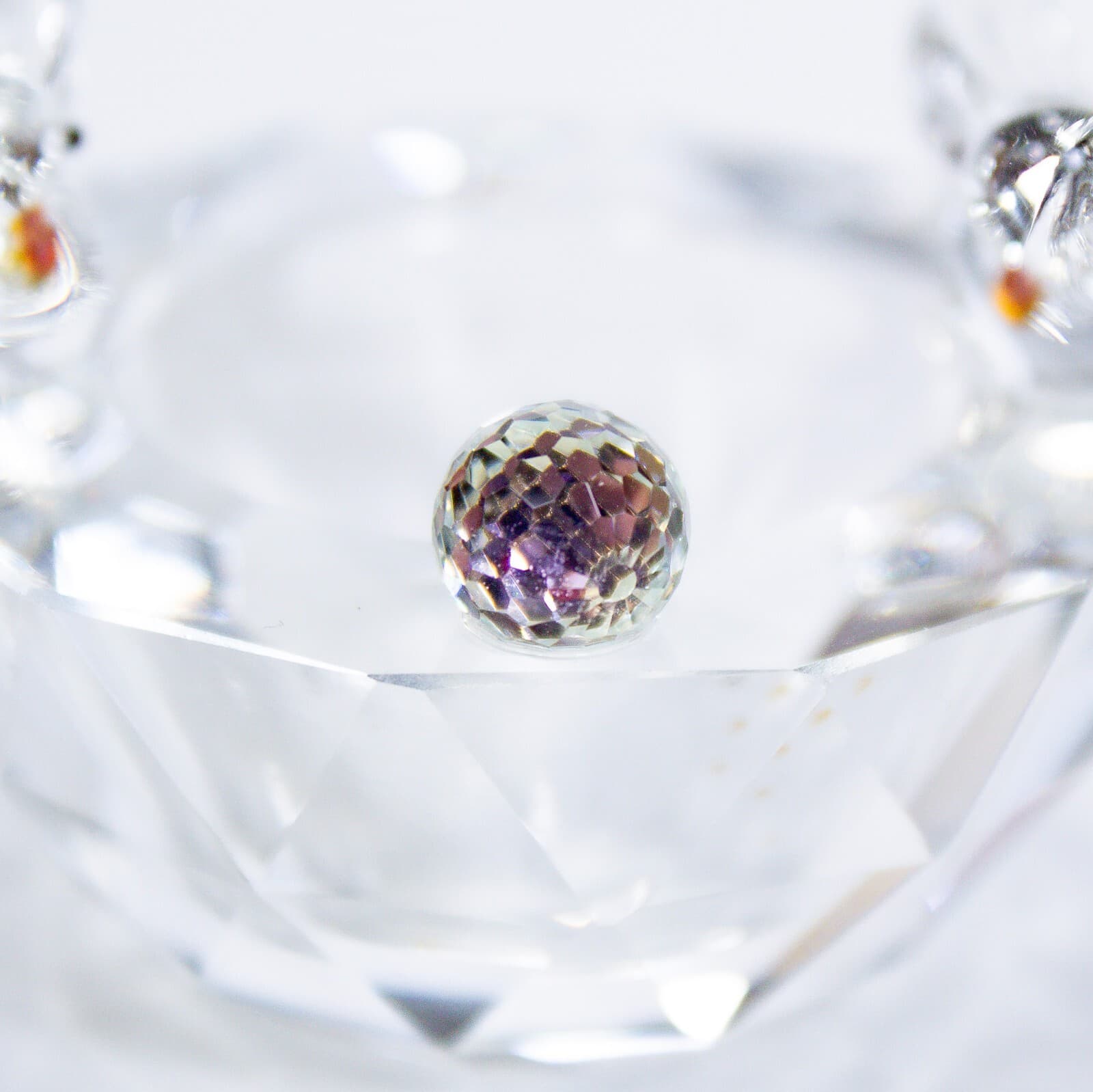 Vintage Faceted Clear Crystal Art Glass Bird Bath Bowl Candy Dish Figurine - Thumbnail 4
