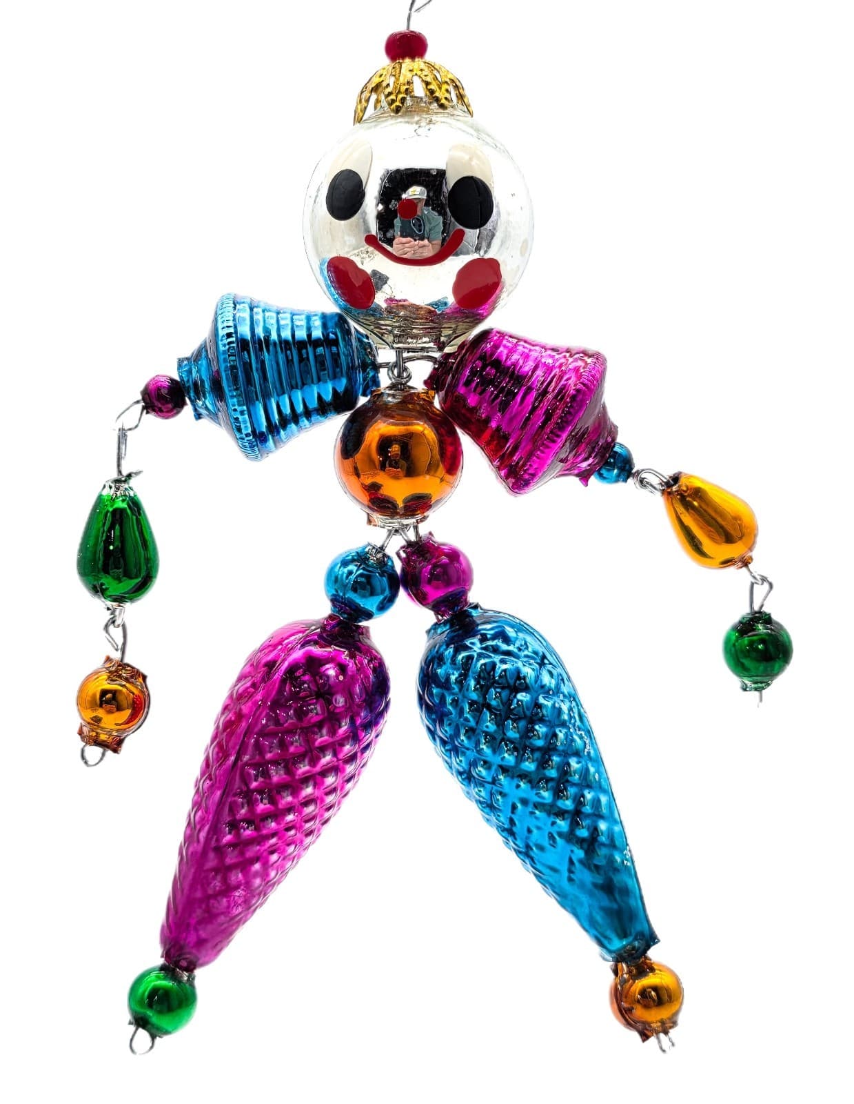 Christopher Radko Vintage Multicolor Wiggle Man Glass Christmas Ornament - Image 1