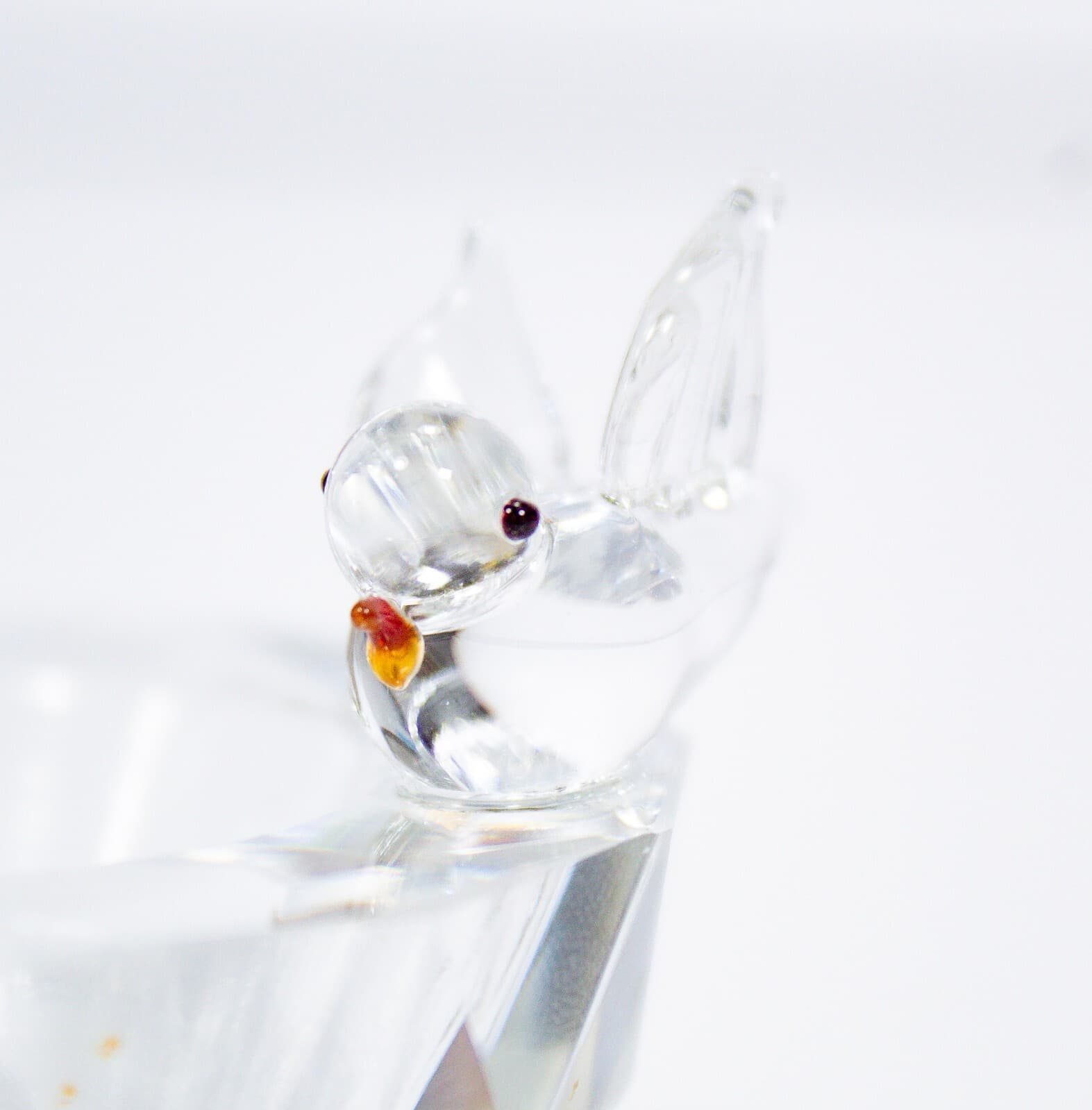 Vintage Faceted Clear Crystal Art Glass Bird Bath Bowl Candy Dish Figurine - Thumbnail 3