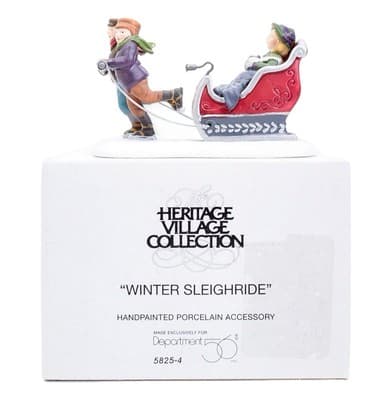 Vtg DEPARTMENT 56 "Winter Sleighride" Hand Painted Porcelain Christmas Figurine - Image 1