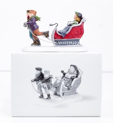Vtg DEPARTMENT 56 "Winter Sleighride" Hand Painted Porcelain Christmas Figurine - Thumbnail 8