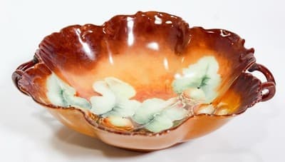 Antique T&V Limoges France Hand Painted Acorn Motif Porcelain Handled Dish - Thumbnail 2