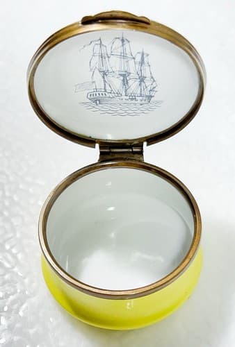 Crummles England Enamel "Thank You" Lily Floral Trinket Box Vintage - Thumbnail 6