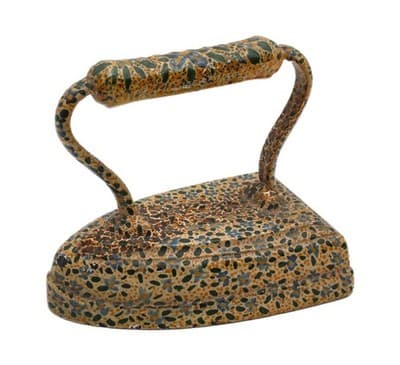 Antique Cast Iron Sad Iron Hand Painted Floral & Bird Motif Multicolor Doorstop - Image 1