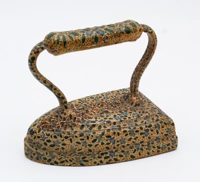 Antique Cast Iron Sad Iron Hand Painted Floral & Bird Motif Multicolor Doorstop - Thumbnail 8