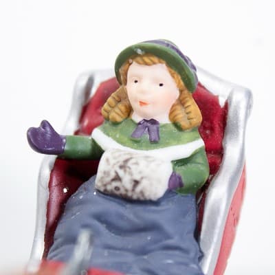 Vtg DEPARTMENT 56 "Winter Sleighride" Hand Painted Porcelain Christmas Figurine - Thumbnail 5