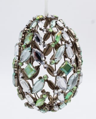 Pier 1 Imports Clear & Green Rhinestone Egg Shaped Jumbo Chritmas Ornament - Thumbnail 6