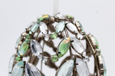Pier 1 Imports Clear & Green Rhinestone Egg Shaped Jumbo Chritmas Ornament - Thumbnail 2