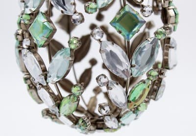 Pier 1 Imports Clear & Green Rhinestone Egg Shaped Jumbo Chritmas Ornament - Thumbnail 3