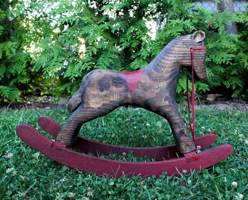 Wood Carved "Rockin' Teddy" Rocking Horse Toy for R.H. Gallery 2002 Signed OOAK - Thumbnail 3