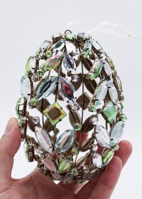 Pier 1 Imports Clear & Green Rhinestone Egg Shaped Jumbo Chritmas Ornament - Thumbnail 5