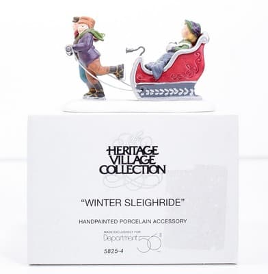 Vtg DEPARTMENT 56 "Winter Sleighride" Hand Painted Porcelain Christmas Figurine - Thumbnail 7