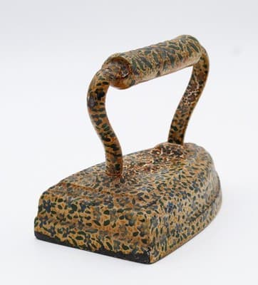 Antique Cast Iron Sad Iron Hand Painted Floral & Bird Motif Multicolor Doorstop - Thumbnail 4