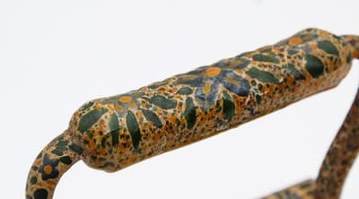 Antique Cast Iron Sad Iron Hand Painted Floral & Bird Motif Multicolor Doorstop - Thumbnail 5