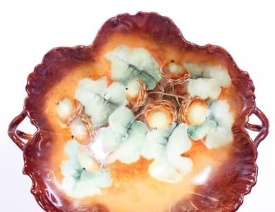 Antique T&V Limoges France Hand Painted Acorn Motif Porcelain Handled Dish - Thumbnail 6