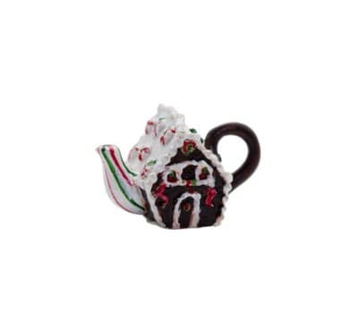 Vtg Handcrafted Peppermint Candy Dollhouse Miniature Gingerbread House Teapot - Image 1