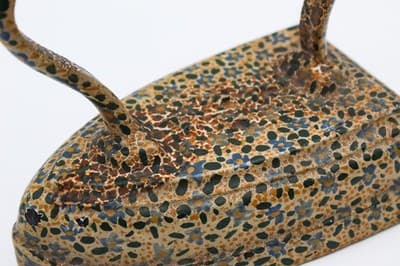 Antique Cast Iron Sad Iron Hand Painted Floral & Bird Motif Multicolor Doorstop - Thumbnail 7