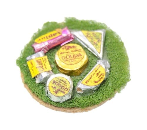 Vintage Dollhouse Miniature RARE Gouda Cheese Platter Kitchen Accessory 1:12 - Image 1
