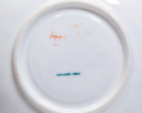 COPELANDS Antique Hand Painted Boullion Gold Gilt Floral Porcelain Cup & Saucer - Thumbnail 7
